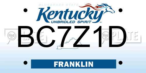 BC7Z1D Kentucky License Plate