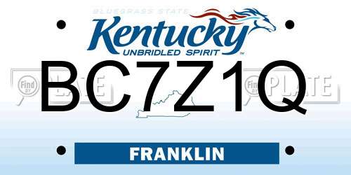 BC7Z1Q Kentucky License Plate