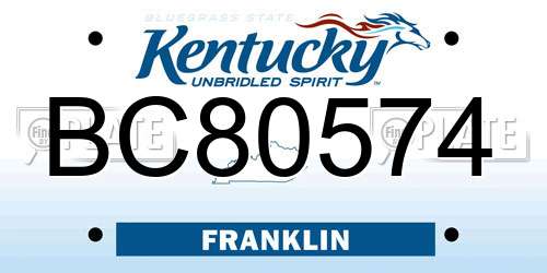 BC80574 Kentucky License Plate