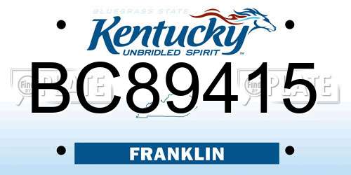 BC89415 Kentucky License Plate