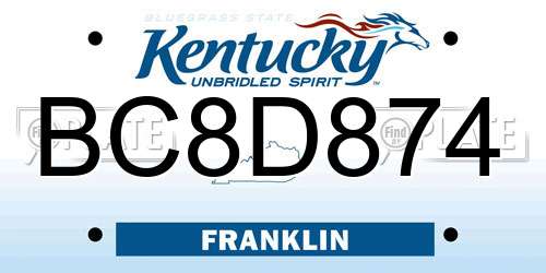 BC8D874 Kentucky License Plate