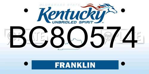 BC8O574 Kentucky License Plate