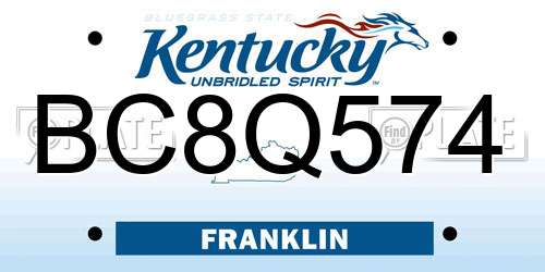 BC8Q574 Kentucky License Plate