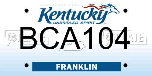 BCA104 Kentucky License Plate