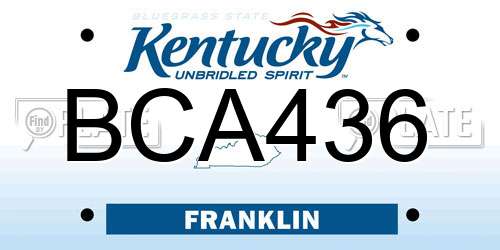 BCA436 Kentucky License Plate