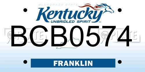 BCB0574 Kentucky License Plate