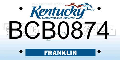 BCB0874 Kentucky License Plate