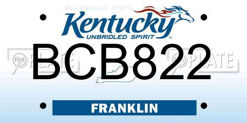BCB822 Kentucky License Plate
