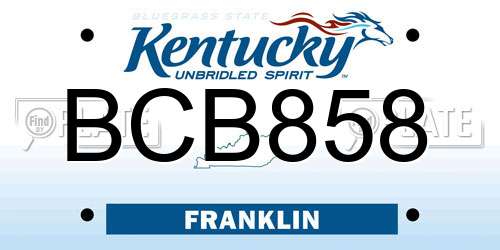 BCB858 Kentucky License Plate