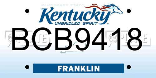 BCB9418 Kentucky License Plate