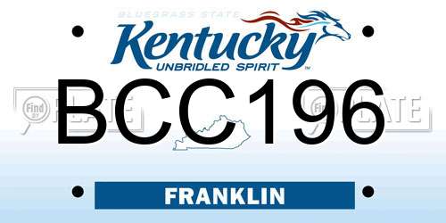 BCC196 Kentucky License Plate