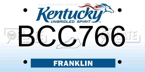BCC766 Kentucky License Plate