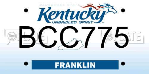 BCC775 Kentucky License Plate
