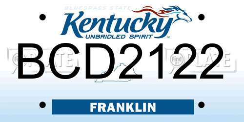 BCD2122 Kentucky License Plate