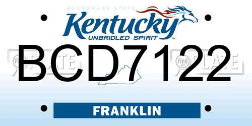 BCD7122 Kentucky License Plate
