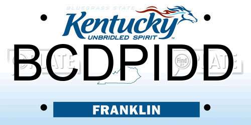 BCDPIDD Kentucky License Plate