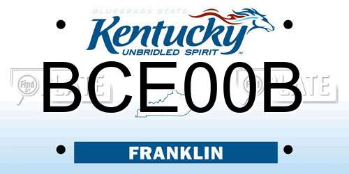 BCE00B Kentucky License Plate