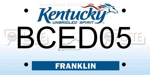 BCED05 Kentucky License Plate