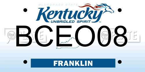 BCEO08 Kentucky License Plate