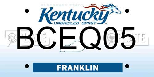 BCEQ05 Kentucky License Plate