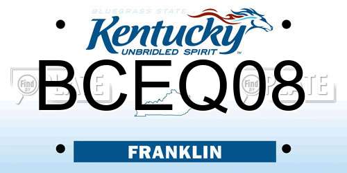 BCEQ08 Kentucky License Plate
