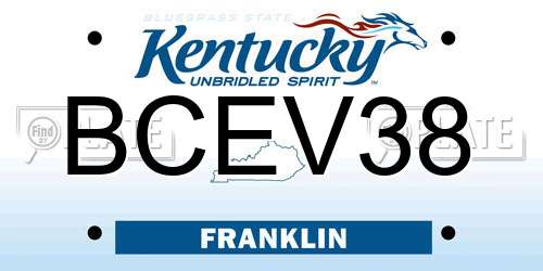 BCEV38 Kentucky License Plate