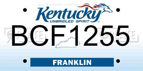 BCF1255 Kentucky License Plate