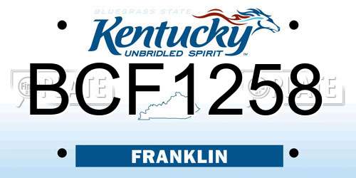 BCF1258 Kentucky License Plate