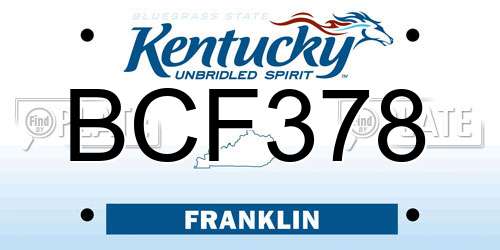 BCF378 Kentucky License Plate