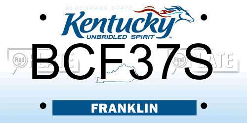 BCF37S Kentucky License Plate