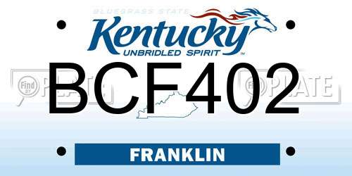 BCF402 Kentucky License Plate