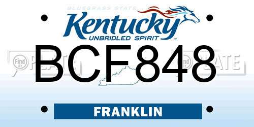 BCF848 Kentucky License Plate