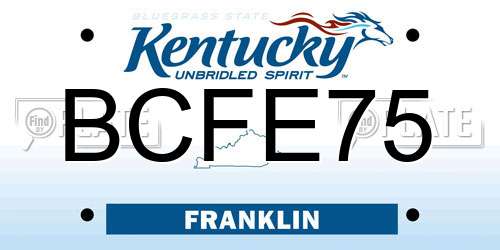 BCFE75 Kentucky License Plate