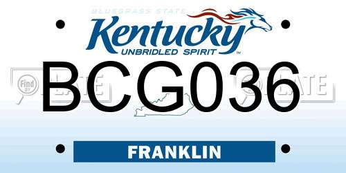 BCG036 Kentucky License Plate