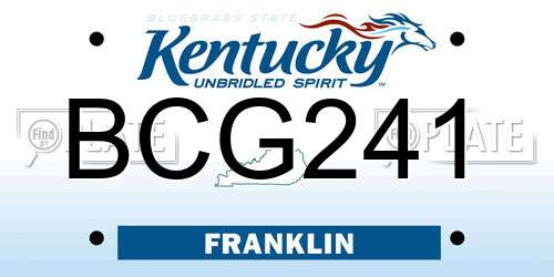 BCG241 Kentucky License Plate