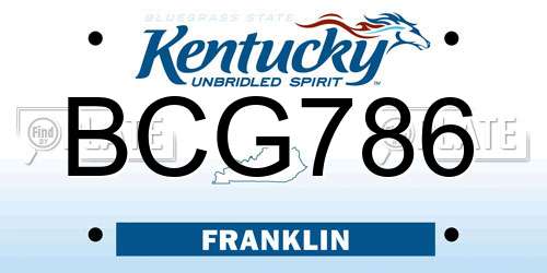 BCG786 Kentucky License Plate
