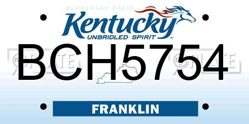 BCH5754 Kentucky License Plate