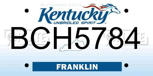 BCH5784 Kentucky License Plate