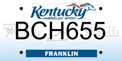 BCH655 Kentucky License Plate