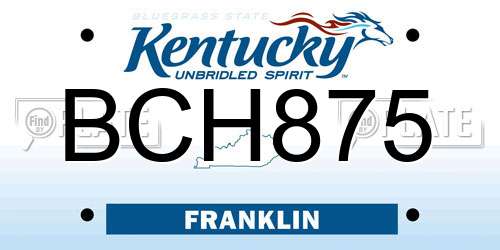 BCH875 Kentucky License Plate