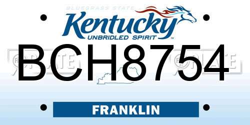 BCH8754 Kentucky License Plate