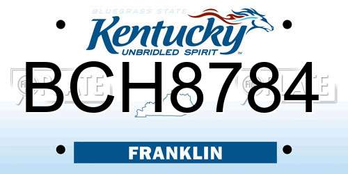BCH8784 Kentucky License Plate