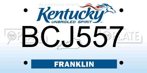 BCJ557 Kentucky License Plate