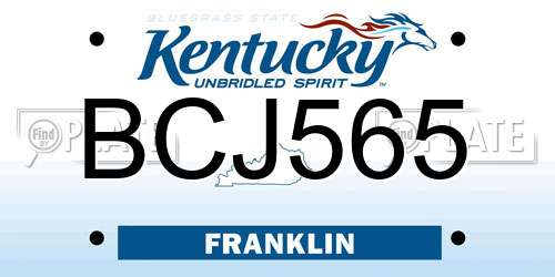 BCJ565 Kentucky License Plate