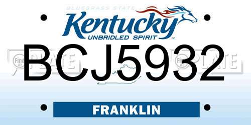 BCJ5932 Kentucky License Plate