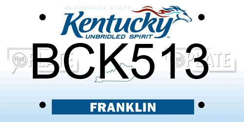 BCK513 Kentucky License Plate