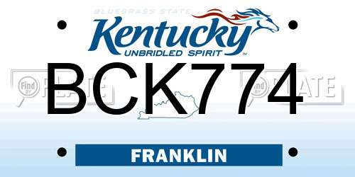 BCK774 Kentucky License Plate