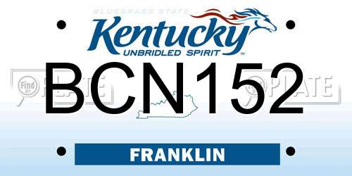 BCN152 Kentucky License Plate