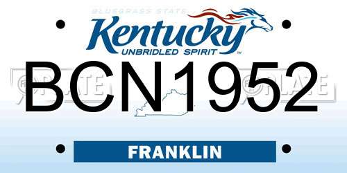 BCN1952 Kentucky License Plate