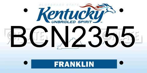 BCN2355 Kentucky License Plate